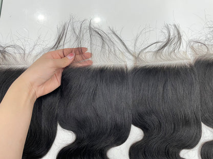 Top Virgin Body Wave HD /Transparent Lace Closure  #1B