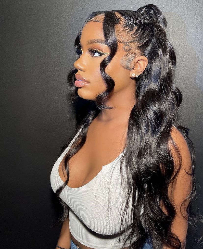 Top virgin Ponytail #1B -Loose Wave