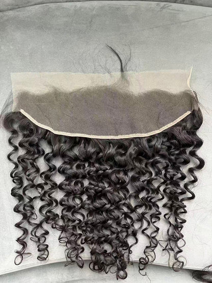 Raw hair Italian Curly HD Lace Frontal #1B