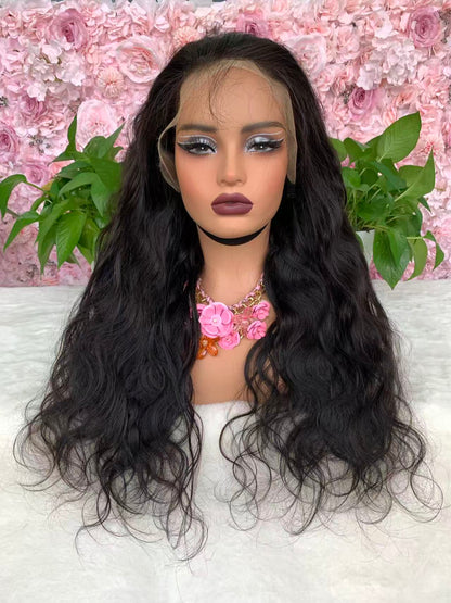 Top Burmese Virgin Hair 13x4 13x6 HD Frontal Wig Natural Wave  #1B