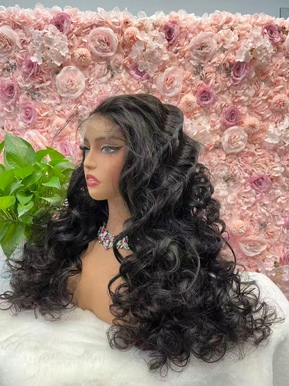 Top Burmese Virgin Hair 2x6 4x4 5x5 6X6 7X7 HD Closure Wig Loose Wave #1B