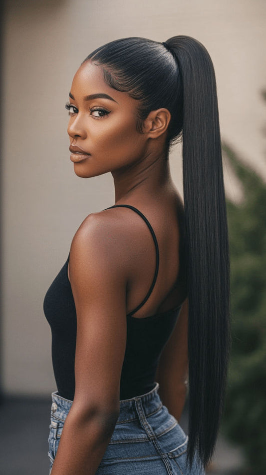 Top virgin Ponytail #1B -Straight