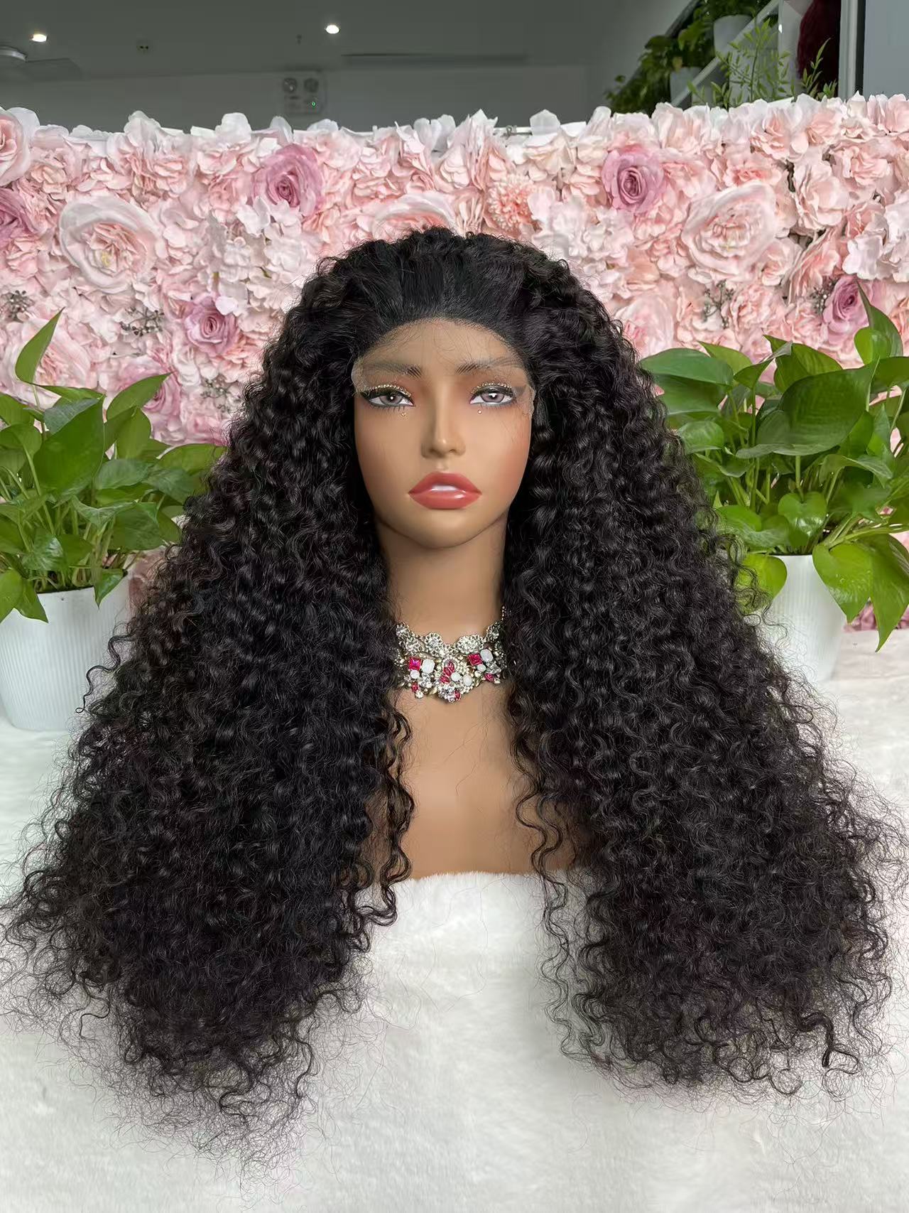 Top Burmese Virgin Hair 2x6 4x4 5x5 6X6 7X7 HD Closure Wig Burmese Curly #1B