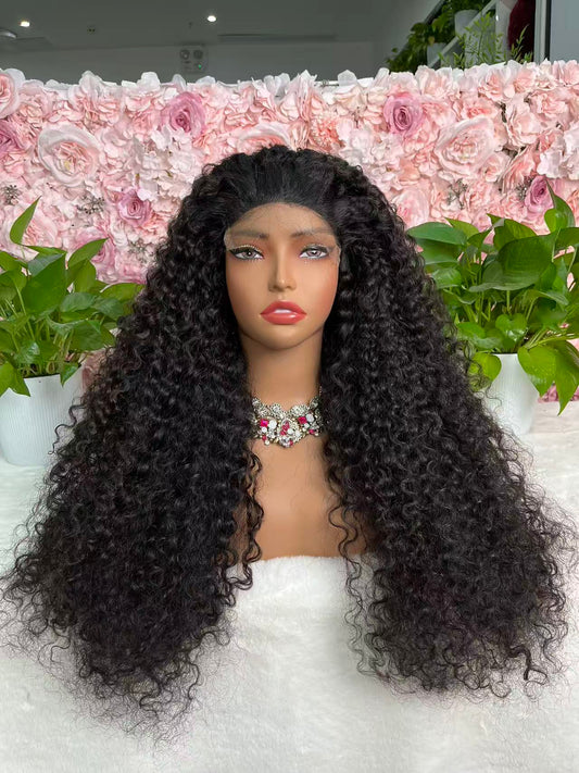 Top Burmese Virgin Hair 2x6 4x4 5x5 6X6 7X7 HD Closure Wig Burmese Curly #1B