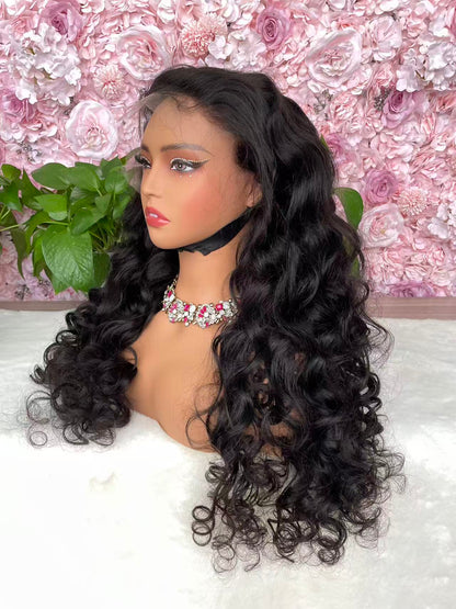 Top Burmese Virgin Hair 13x4 13x6 HD Frontal Wig Loose Wave  #1B