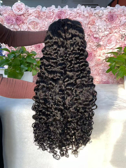 Top virgin Hair 13*4 Burmese Curly #1B Transparent Lace Pre-made wig