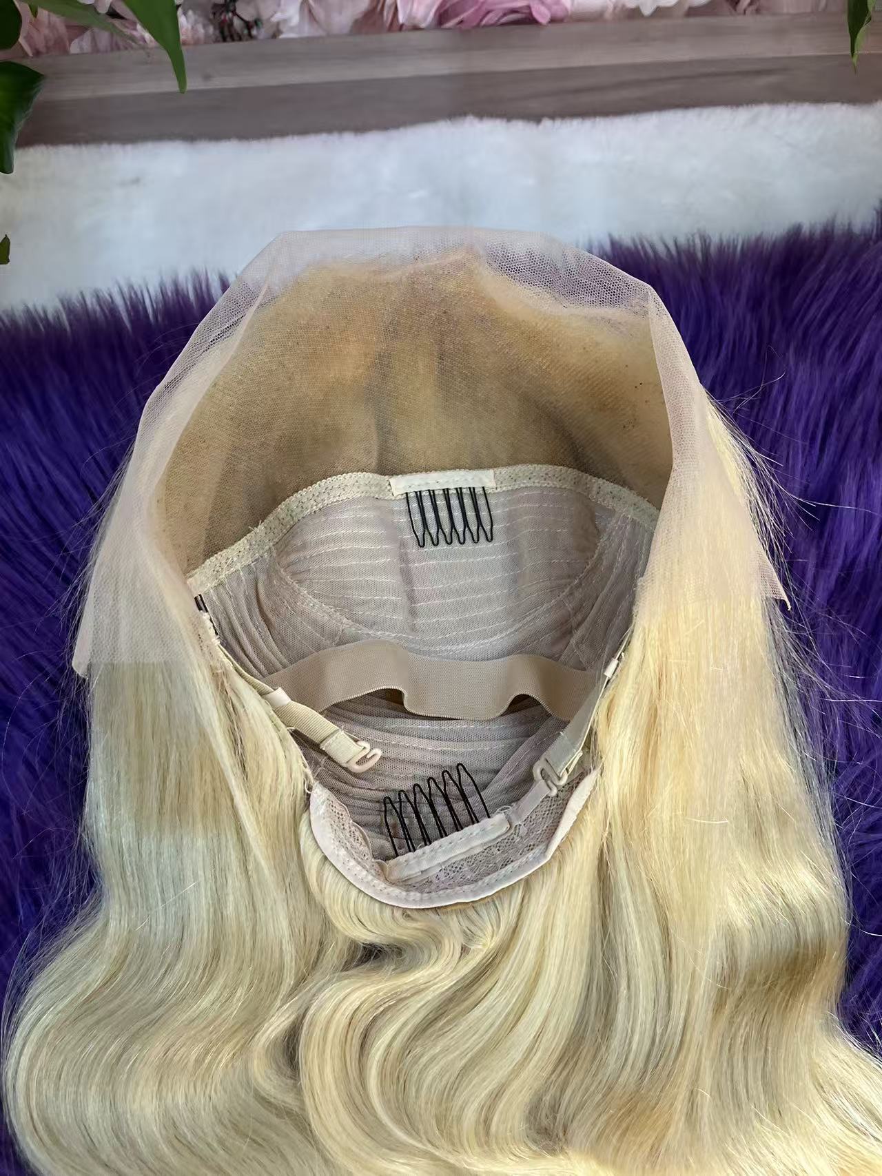 #613 Blonde body wave Brazilian Hair 13X4 Transparent Lace wig 180%