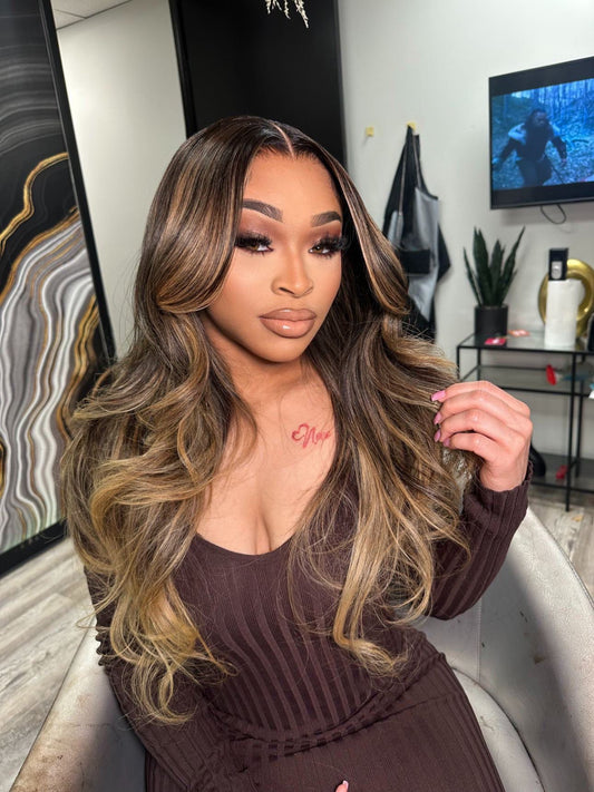 #4/27 Highlight Body Wave Brazilian Hair 13X4 Transparent  Lace wig 180%