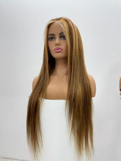 #4/27 Highlight Straight Brazilian Hair 13X4 Transparent Lace wig 180%