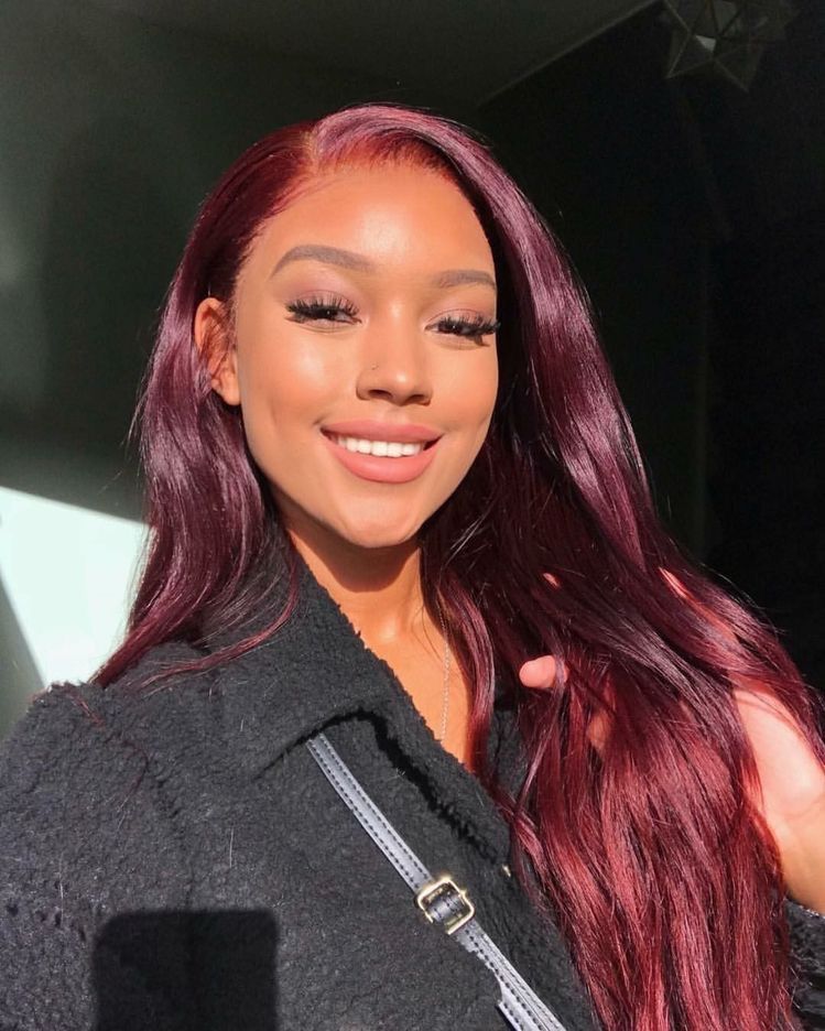 #99J Burgundy straight Brazilian Hair 13X4 Transparent Lace wig 180%