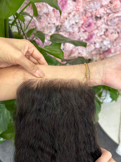 Top Virgin Kinky Straight HD /Transparent Lace Closure  #1B