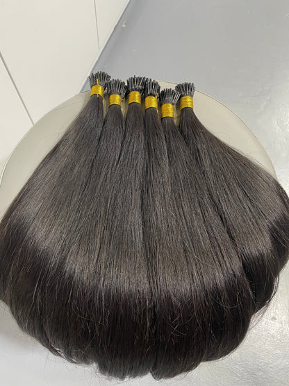 Indian Hair I-TlP Extentions Silk Straight #1B 100 grams/100 pieces