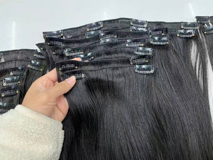 Top Virgin classic Clip in Extension #1B-Straight