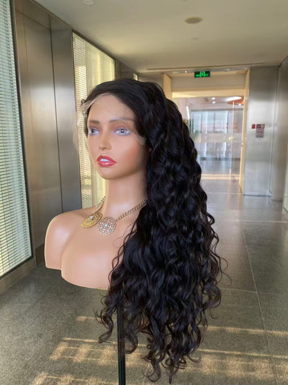 Top Burmese Virgin Hair 13x4 13x6 HD Frontal Wig Loose deep  #1B