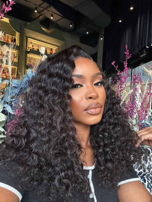 Top Burmese Virgin Hair 13x4 13x6 HD Frontal Wig Loose Curly  #1B