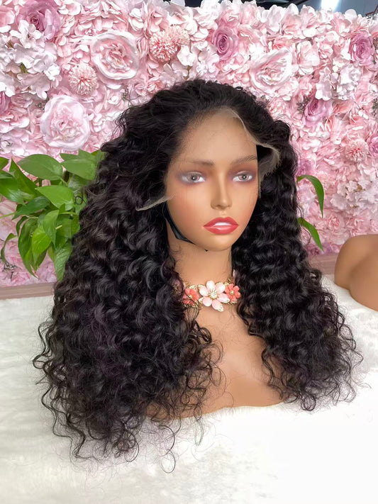 Top Burmese Virgin Hair 13x4 13x6 HD Frontal Wig Loose Curly  #1B