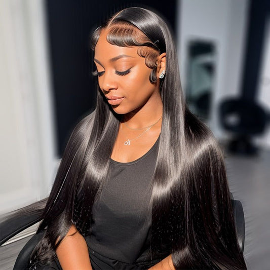 Top Burmese Virgin Hair 13x4 13x6 HD Frontal Wig Straight #1B