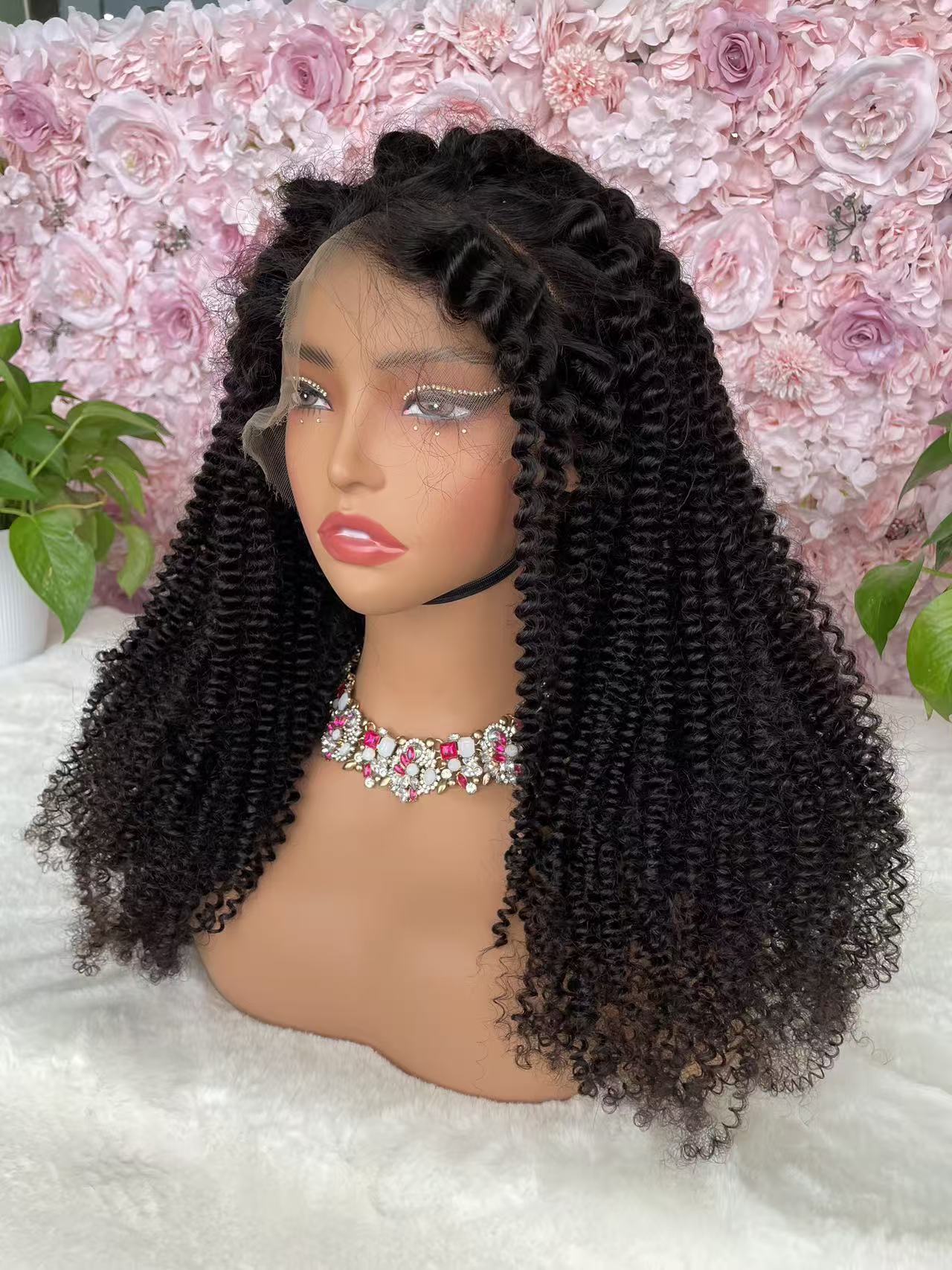 Top Burmese Virgin Hair 13x4 13x6 HD Frontal Wig Kinky Curly  #1B