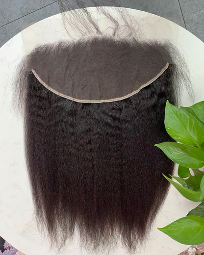 Top Virgin Kinky Straight HD /Transparent Lace Frontal  #1B