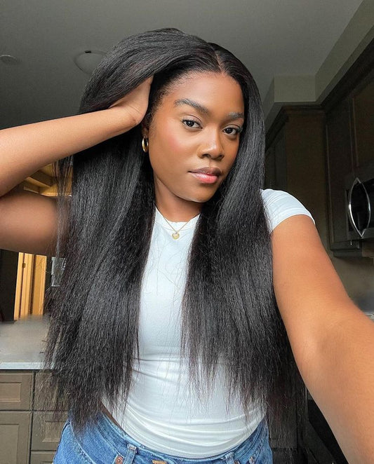Top Virgin Kinky Straight HD /Transparent Lace Closure  #1B