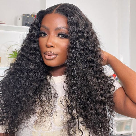 Top Burmese Virgin Hair 2x6 4x4 5x5 6X6 7X7 HD Closure Wig Italian Curly #1B