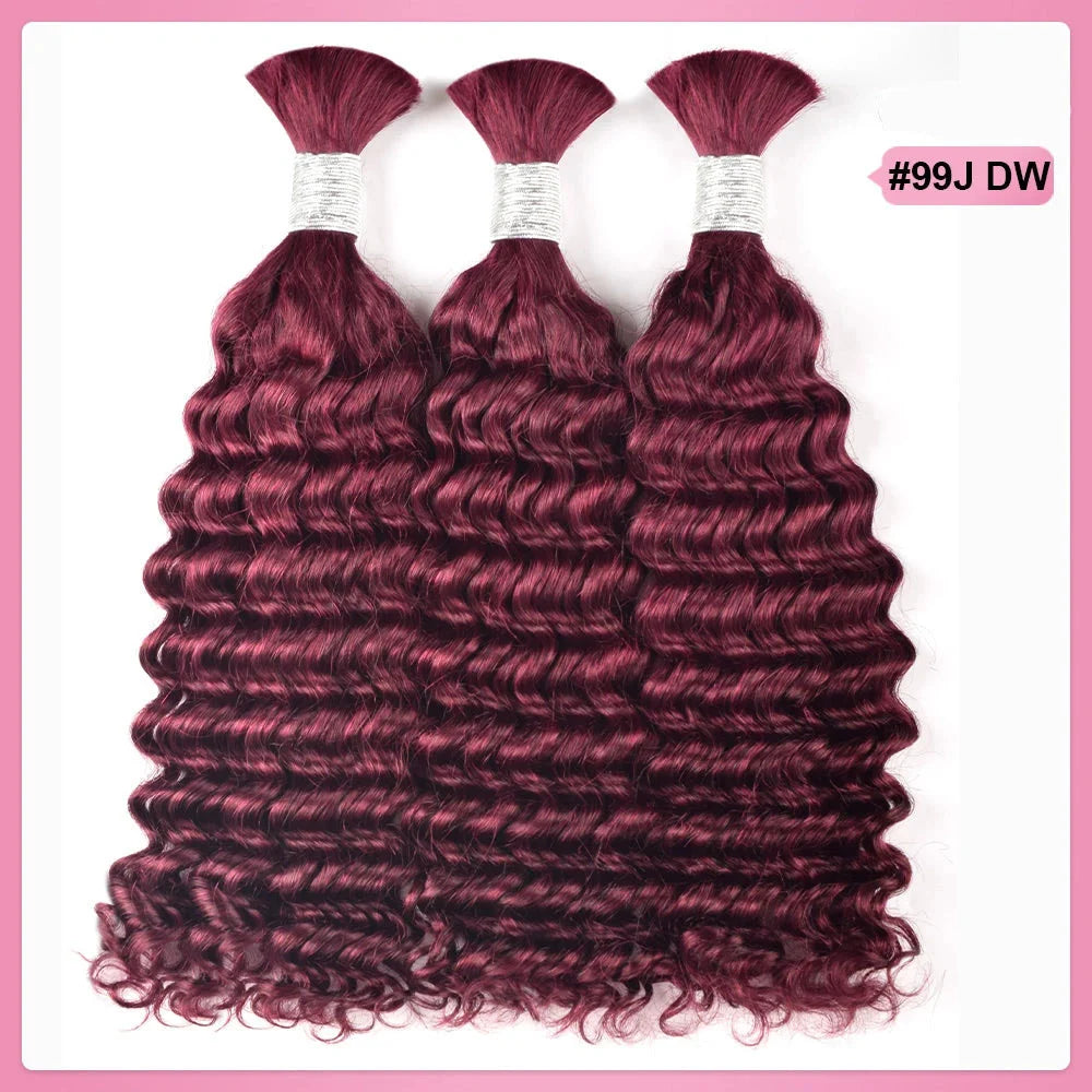 #99J Burgundy Deep Wave Hair Bulk