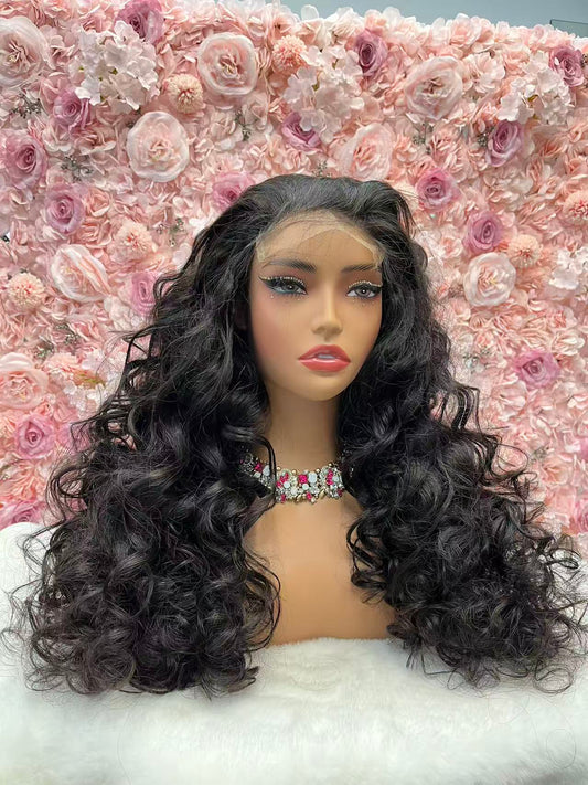 Top Burmese Virgin Hair 2x6 4x4 5x5 6X6 7X7 HD Closure Wig Loose Wave #1B