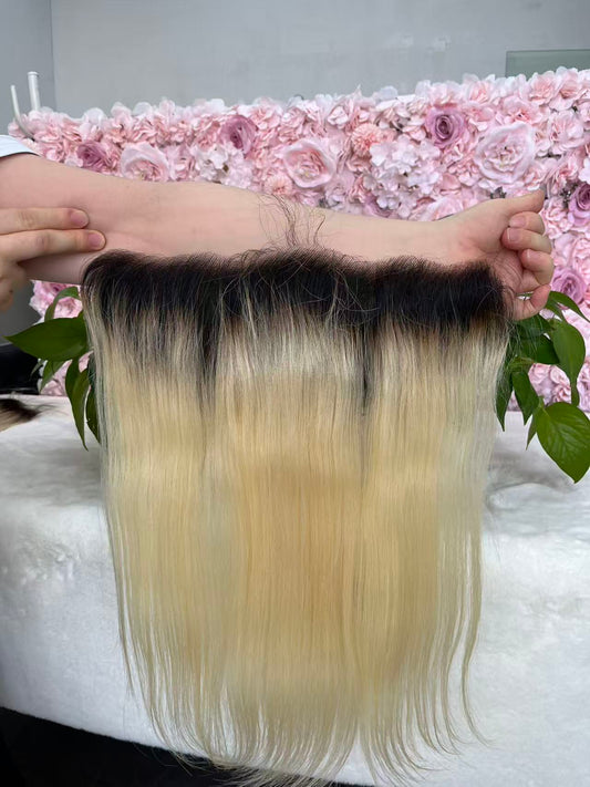 Raw  russia blonde hair Straight HD  Lace Frontal