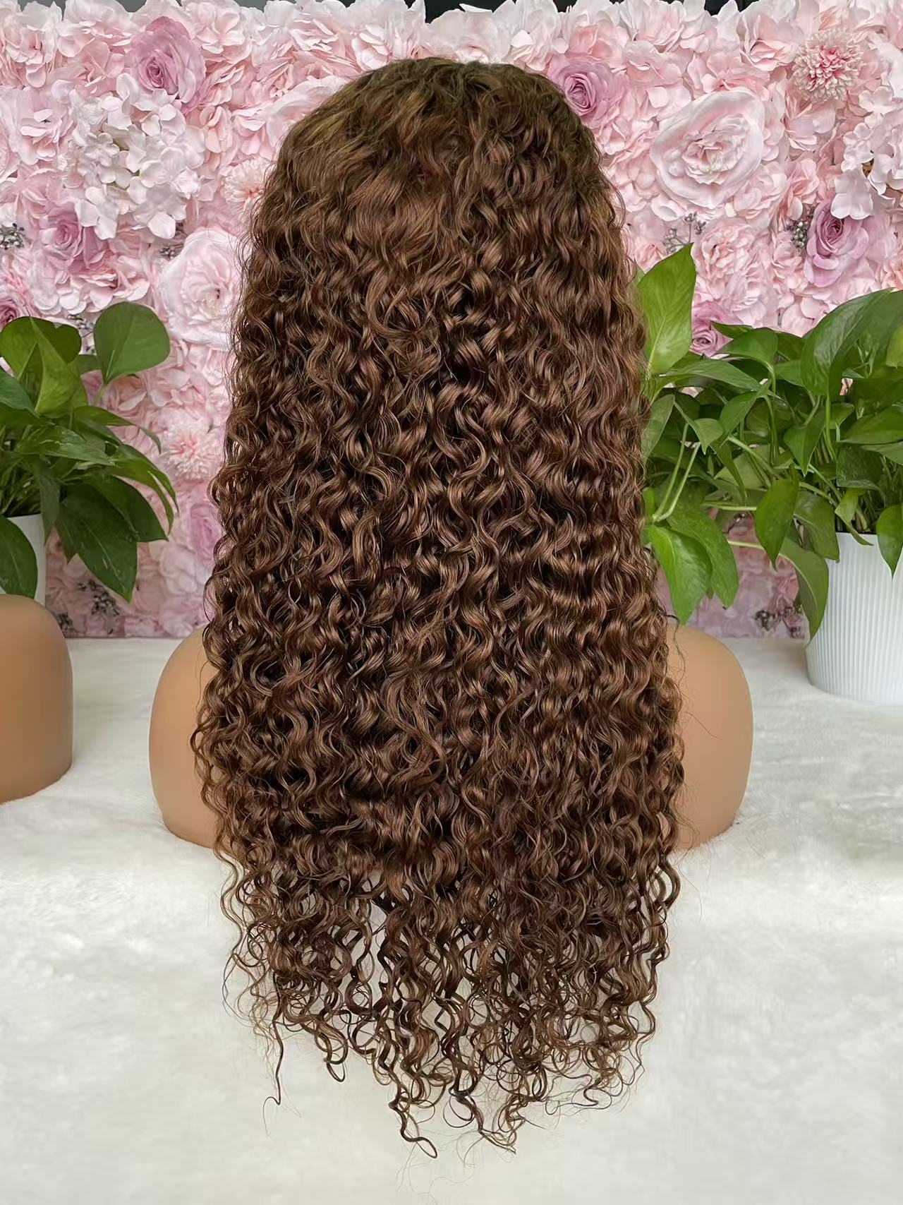#4 Chocolate Deep wave/Italian Curly Brazilian Hair 13X4 Transparent Lace wig 180%