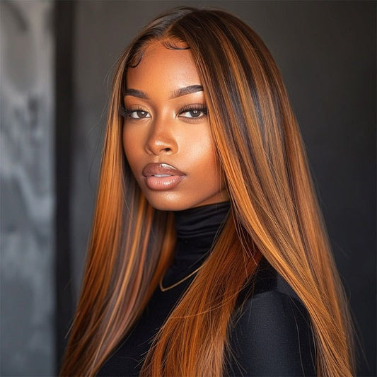 #4/350 Ginger straight Brazilian Hair 13X4 Transparent Lace wig 180%