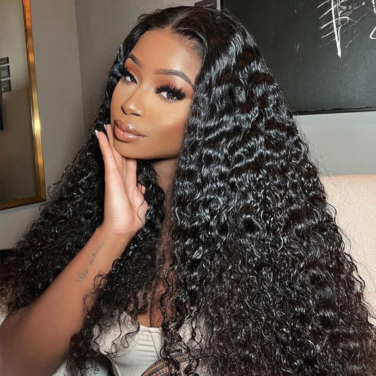 Top Virgin Deep Wave HD /Transparent Lace Closure  #1B