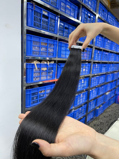 Straight Hair Tape in Hair Extention #1B