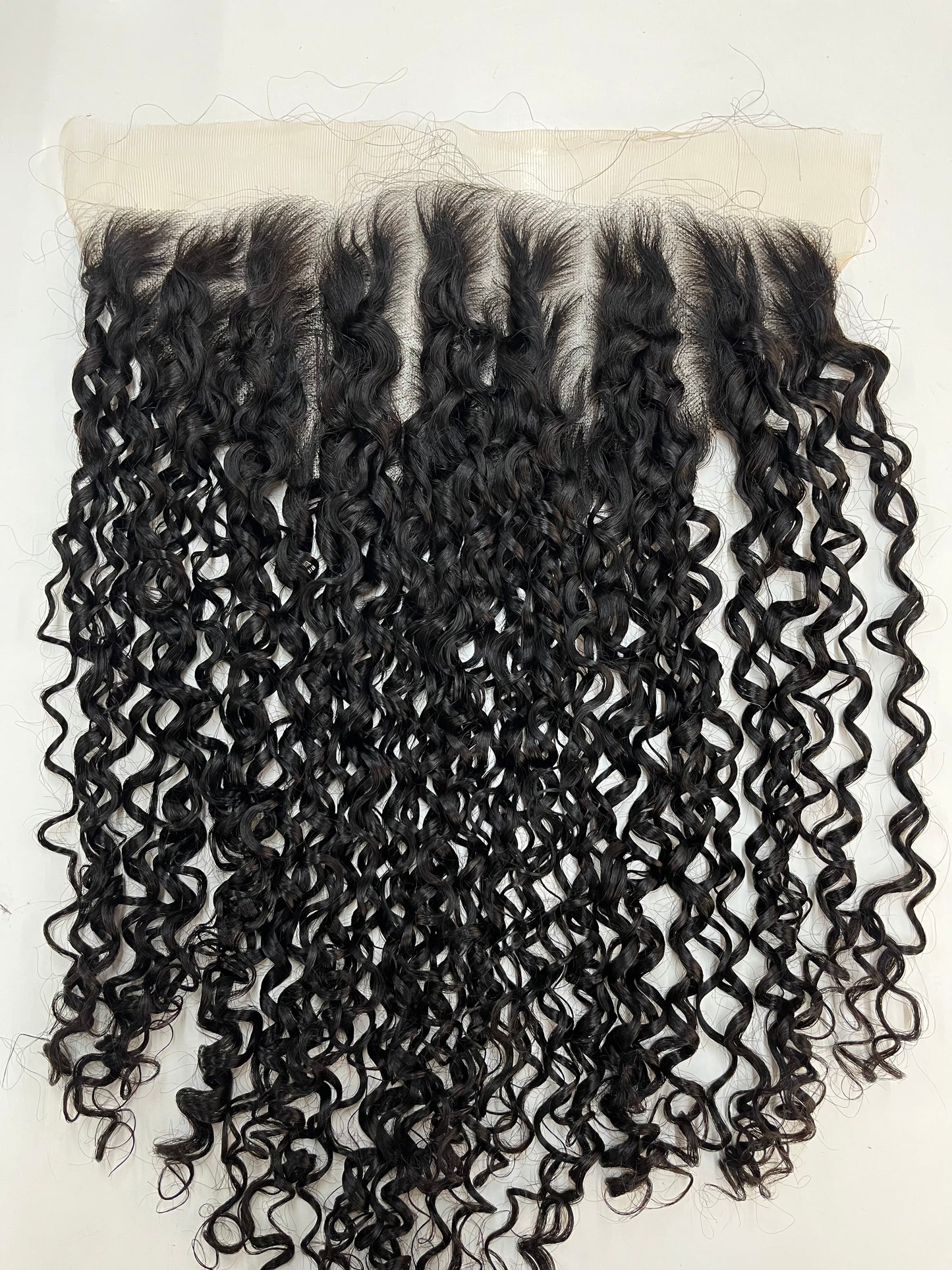 Top Virgin Pixie Curly HD /Transparent Lace Frontal  #1B