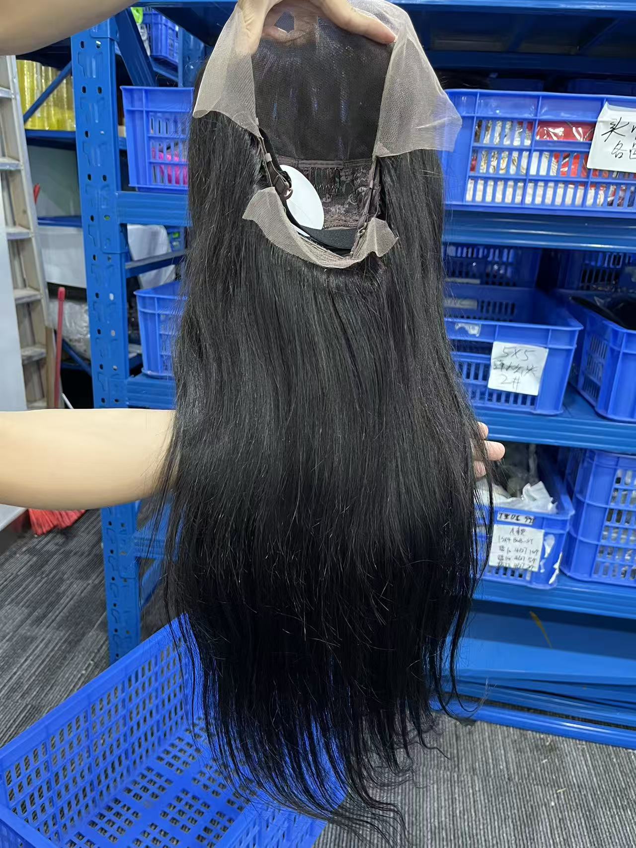 Top virgin Hair 13*4 Straight #1B Transparent Lace Pre-made wig