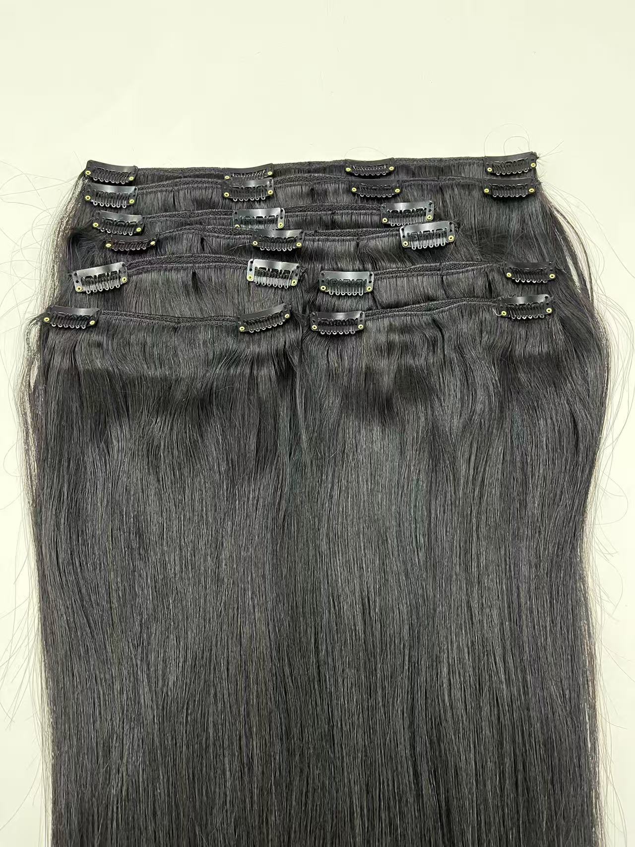 Top Virgin classic Clip in Extension #1B-Straight