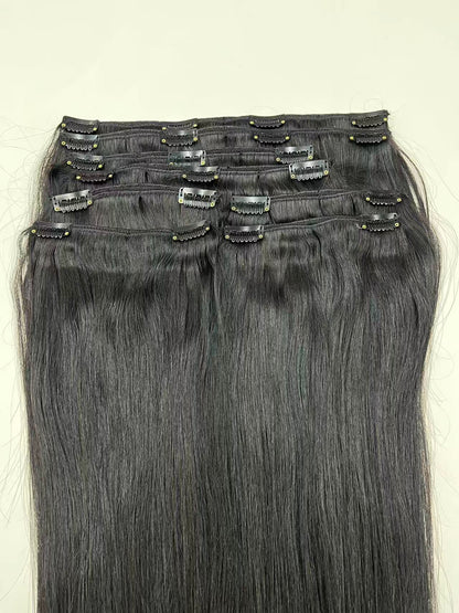 Top Virgin classic Clip in Extension #1B-Straight