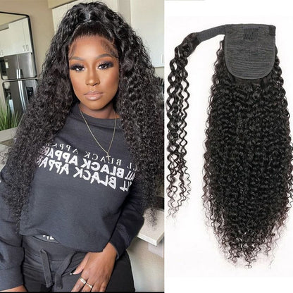 Top virgin Ponytail #1B -Kinky Curly