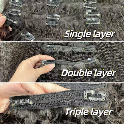 Top Virgin classic Clip in Extension #1B-Italian Curly