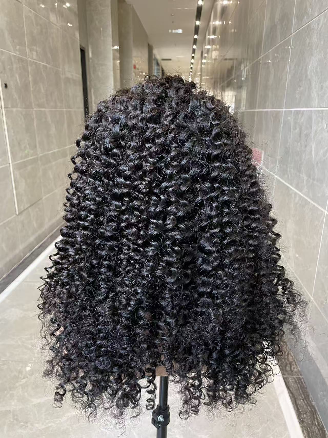 Top Burmese Virgin Hair 2x6 4x4 5x5 6X6 7X7 HD Closure Wig Deep Wave #1B