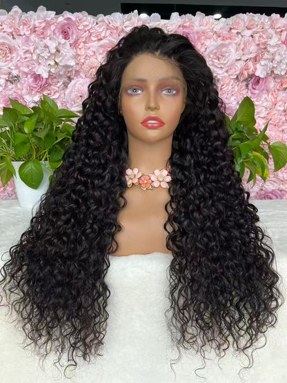 Top Burmese Virgin Hair 13x4 13x6 HD Frontal Wig Italian Curly  #1B