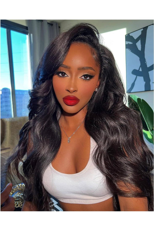 Top virgin Hair 13*4 Body Wave #1B Transparent Lace Pre-made wig