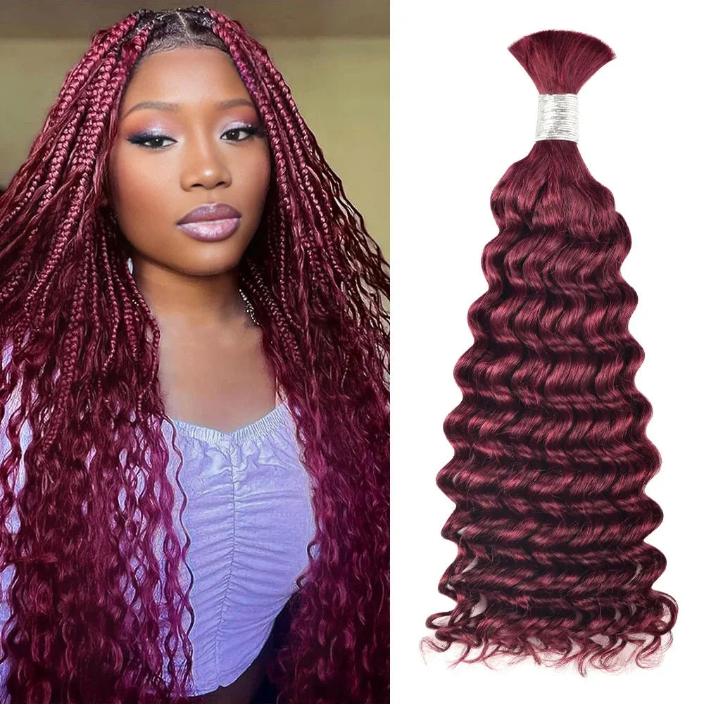 #99J Burgundy Deep Wave Hair Bulk