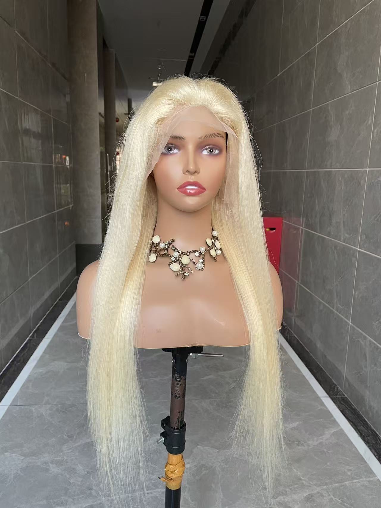 #613 Blonde straight Brazilian Hair 13X4 Transparent Lace wig 180%