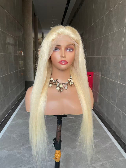 #613 Blonde straight Brazilian Hair 13X4 Transparent Lace wig 180%