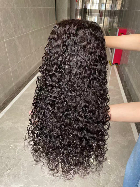 Top virgin Hair 13*4 Italian Curly #1B Transparent Lace Pre-made wig