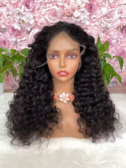 Top Burmese Virgin Hair 13x4 13x6 HD Frontal Wig Loose Curly  #1B