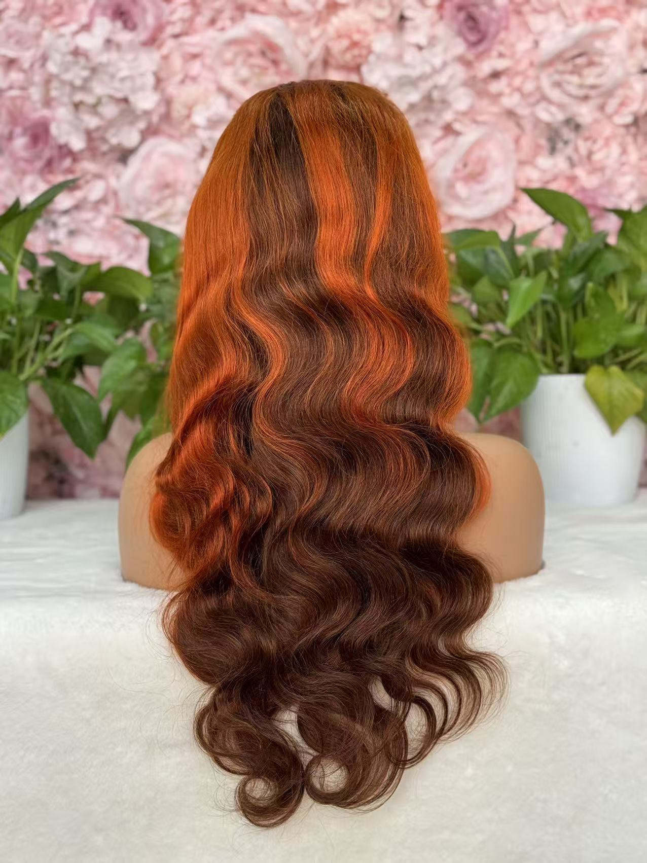 #4/350 Ginger Body wave Brazilian Hair 13X4 Transparent Lace wig 180%