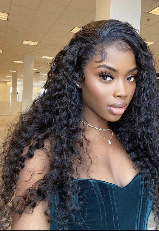 Top Virgin Deep Wave HD /Transparent Lace Frontal  #1B